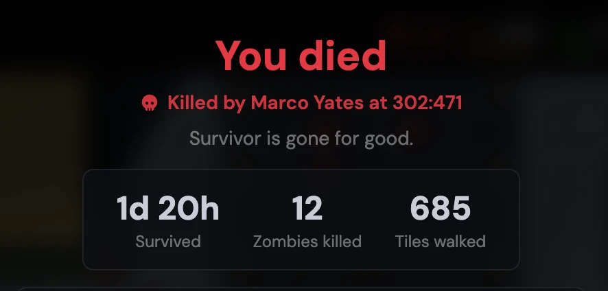 You died screen
